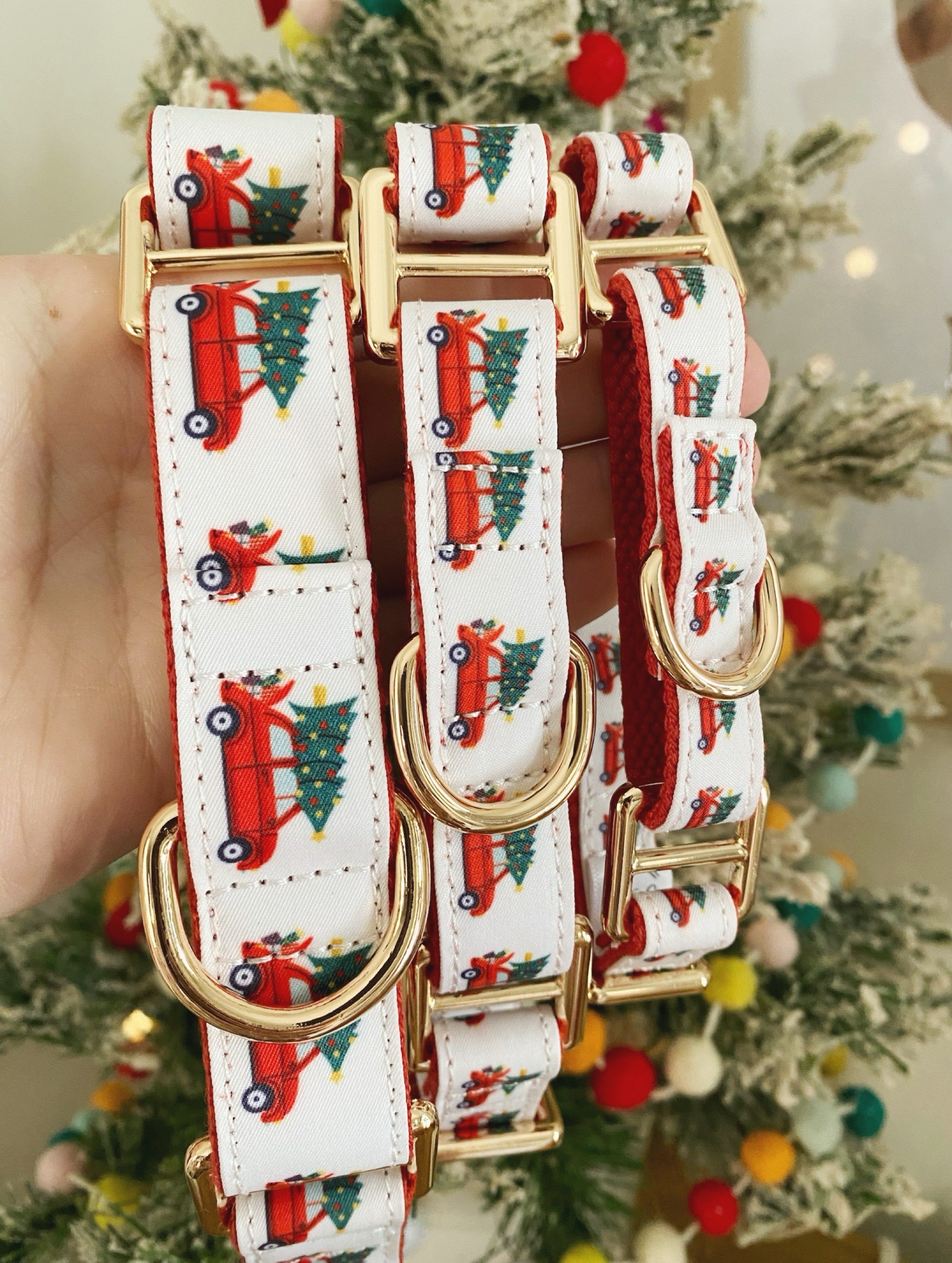 CHRISTMAS CAR MARTINGALE DOG COLLAR