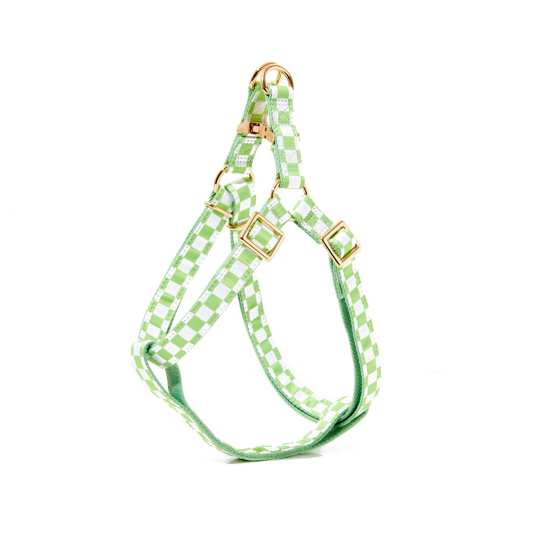 GREEN CHECKERED DOG HARNESS