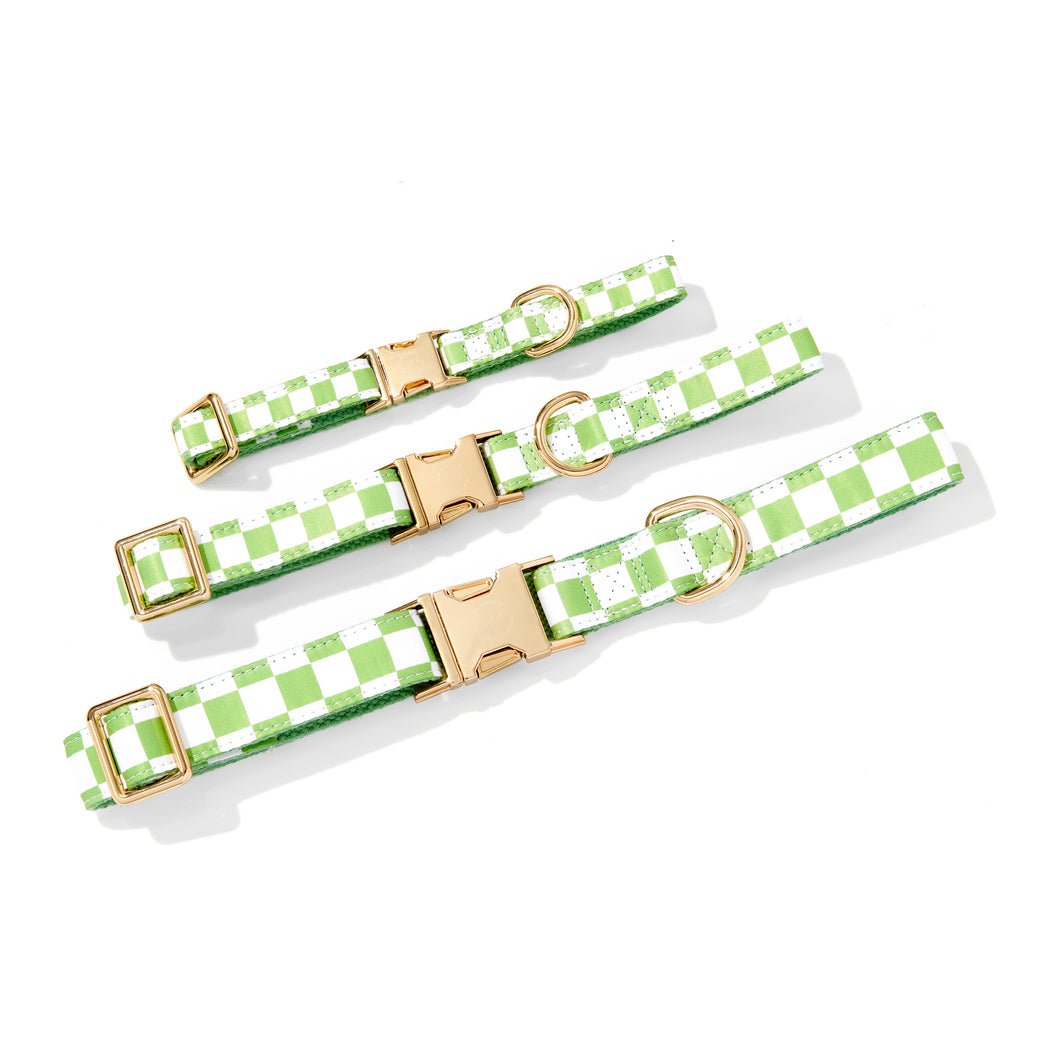 GREEN CHECKERED DOG COLLAR