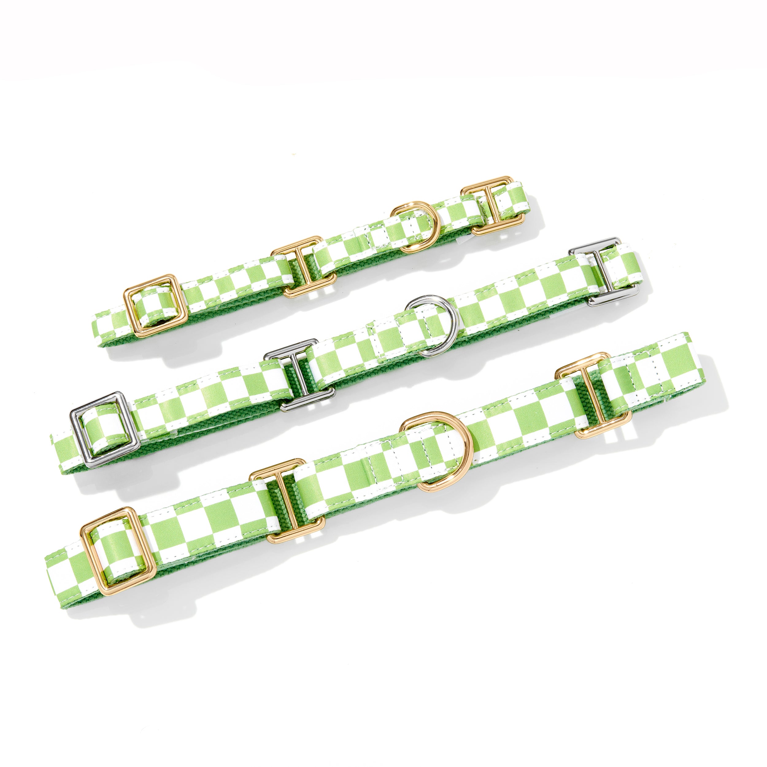 GREEN CHECKERED MARTINGALE DOG COLLAR