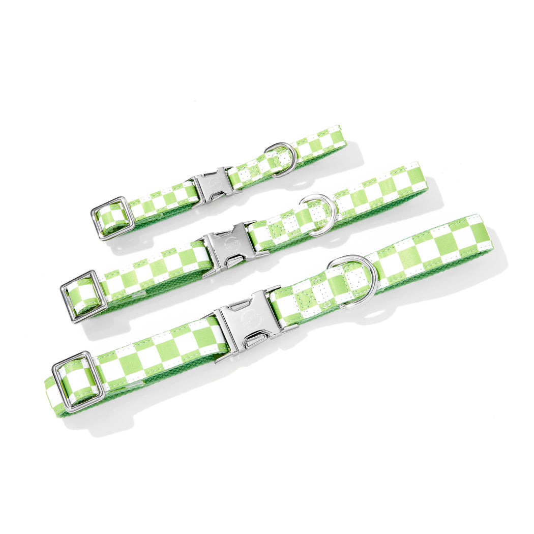 GREEN CHECKERED DOG COLLAR