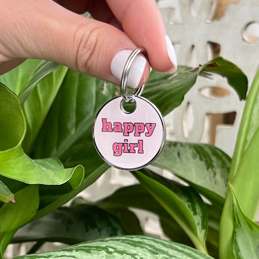HAPPY GIRL ENGRAVED DOG TAG